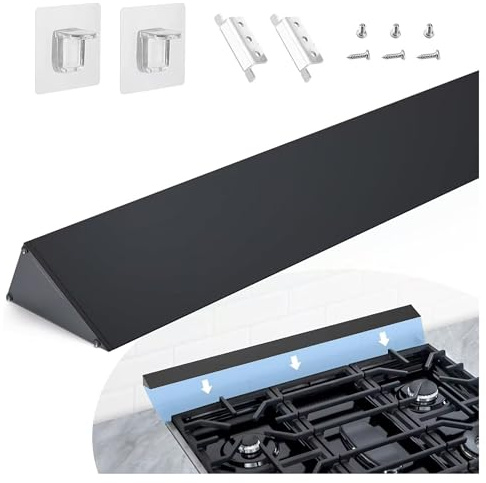 30 Slide-in Range Rear Filler Kit W10113901A, Stove Gap Universal Triangular Filler Strip, Cooktop Trim Kit Between Stove and Backsplash for Whirlpool & Most Brand, Durable Aluminum, Black