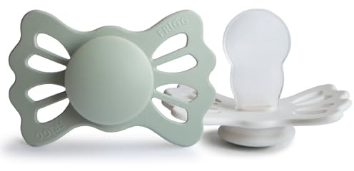 FRIGG Lucky Silikon Schnuller | Symmetrischer Schnuller 2er Pack | BPA-frei | Hergestellt in Dänemark | Sage/Silver Gray - Größe 2 (6-18 Monate)