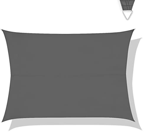 VONROC Premium Solsegel Rektangel 400x300 cm – Grå, 50+ UV-Skydd, Vattenavvisande, Förstärkta Kanter, Inkl. Förvaringsväska och Monteringssats (Säljs Separat)