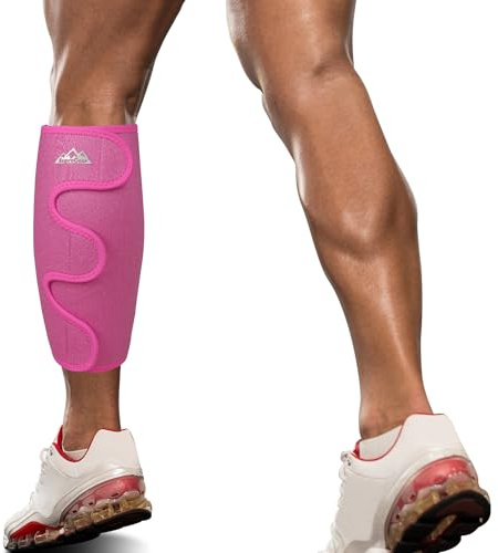 supregear Calf Support Brace, Adjustable Shin Splint Compression Calf Wrap Sleeve for Muscle Swelling Pain Relief Hiking Training Comfortable Breathable Support for Men and Women, Pink