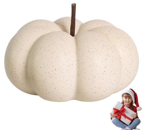 HUNYA Citrouille en céramique Blanche,Citrouille en céramique, citrouilles rustiques de Ferme | Citrouilles de décoration de cheminée pour Halloween, Arbre d'automne, Arbre de Noël, fête de