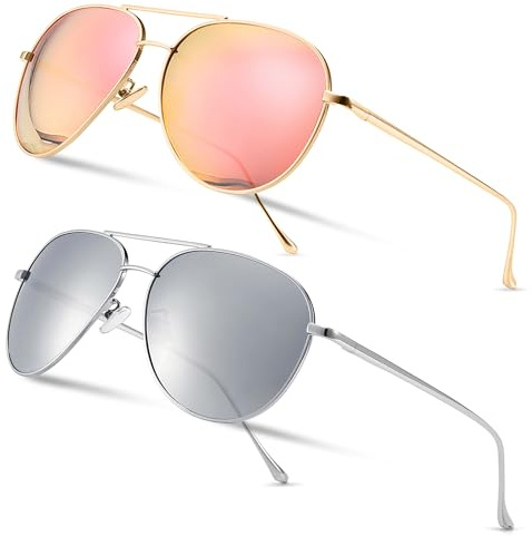 SUNGAIT Gran Tamaño Gafas de Sol Ligeras para Mujer con Lente Polarizada Espejada SGT603TF-YSY-ES