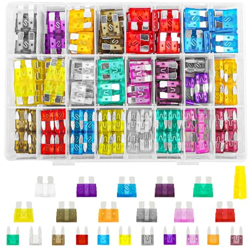 VFANDV 300 Stück Auto Sicherungen Set, Kfz Sicherungen, Kfz Sicherung Set, Gemischt 2A 3A 5A 7.5A 10A 15A 20A 25A 30A 35A 40A Sicherungen Kfz, Flachsicherungen mit Sicherungszieher für PKW Wohnmobil