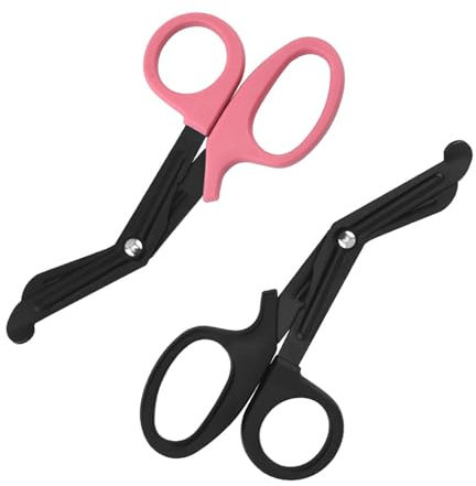 2Pcs Stainless Steel Medical Bandage Scissors Durable EMT Trauma Scissors Plastic Handle Titanium Bandage Shears for Household Tuff Cut Bandage Scissor