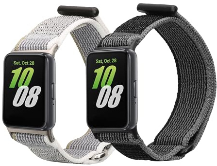 kwmobile 2X Uhrenarmband für Samsung Galaxy Fit 3 Armband - Fitnesstracker Band Set aus Nylon - Ersatzarmband Smartwatch - Schwarz Dunkelgrau Grün