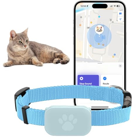 Chat Tracker, Collier GPS Chat Tracker, Aide à Localiser Votre Chat, pour chatonssans Frais mensuels, pour Apple Find (Compatible avec iOS/Android), Collier GPS Chat Tracker (Bleu