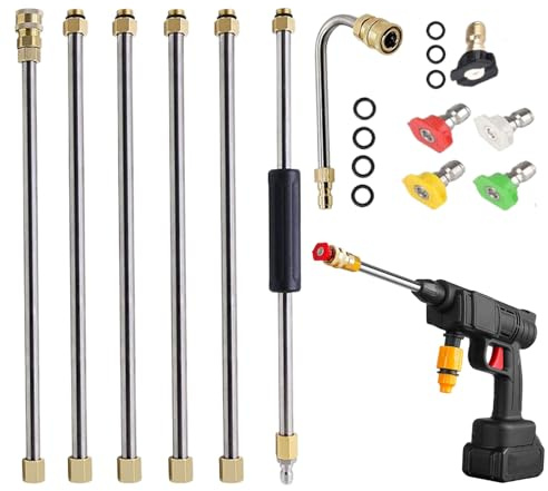 Keyubria Bacchetta di prolunga per idropulitrice, 4000 psi ad alta pressione, accessorio per pulizia grondaie, per giardino, terrazza, vialetto, recinzione, patio, tetto, cemento, parete del cortile