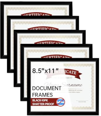 Bosiyrggrl Cornice per Diploma 5 Pezzi In Nero, Portadiploma 8,5 X 11 Pollici per Esposizione di Documenti, Foto, Manifesti, Opere D'Arte.