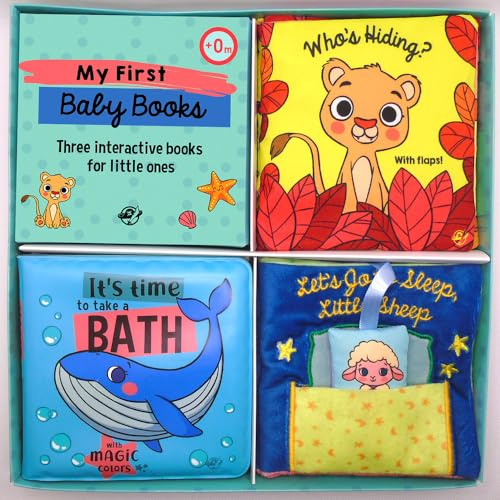 My First Baby Books - Three Interactive Books for Little Ones: ¡3 libros en INGLÉS! Un libro de tela con solapas, un libro de tela con un juguete y un ... baño con tinta mágica.: 4 (Books for Babies)