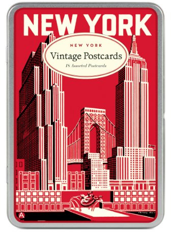 Cavallini New York Carte Postale, 18 Postcards per Tin