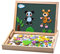 Uping Magnetisches Holzpuzzle 100 Stück, Doppelseitige Magnettafel, Zeichenbrett Farbstifte Kreiden, Wald and Tier Puzzles Spielzeug für ab 3 Jahre