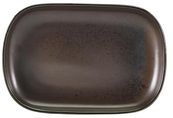 Genware RP-PBK24 Terra - Piatto rettangolare in porcellana, nero, lunghezza 240 mm, profondità 165 mm, confezione da 12