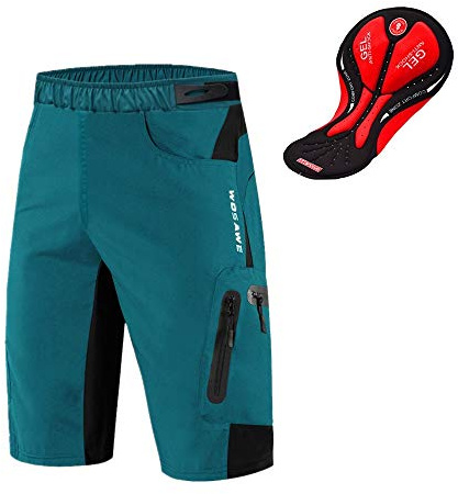 WOSAWE Shorts de Vélo pour Hommes Respirants 3D Gel Rembourrés VTT sous-vêtement Séchage Rapide Cuissard (Navy XL)