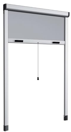 Mediawave Store - Moustiquaire à rouleau, 140 x 170, réductible, kit de fenêtre, cadre aluminium, pour fenêtre, balcon, horizontal, vertical, protection contre les insectes, résistante, moustiquaire