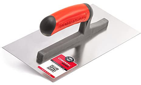 COMENSAL Glättekelle Rostfreie TD - Profi Edelstahl Glättkelle - Trockenbau Werkzeug - Glättscheibe Traufel - Ergonomisch Griff - Made in EU - 280 x 130 mm