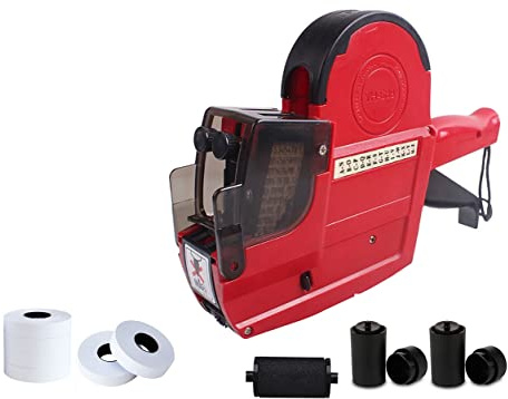 HopingMore 2-Line 20 Digits Price Label Gun w/Letters A-Z,HM-689 Pricing Labeler w/ 5 Rolls/2800 Stickers 3 Inkers, Tag Maker Machine for Office Retail Shop Grocery Store Yard Sale