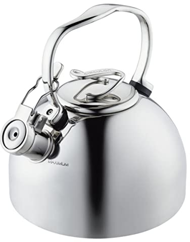 Circulon Stainless Steel Whistling Tea kettle/Teapot With Flip-Up Spout, 2.3 Quart - Silver