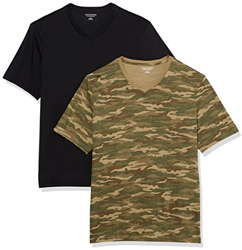 Amazon Essentials T-shirt avec col en v et manches courtes Homme, Lot de 2