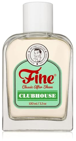 Fine Clubhouse Classic Aftershave for Men, Made in USA, Four Simple Ingredients, Cooling Menthol Splash, Inspired by a 1936 Barbershop Classic, Cedar Sandalwood Amber Scent, 100ml