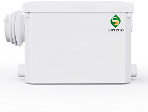 SUPERFLO 600W Macerator Pump Bagno seminterrato, Pompa di macerazione per il sistema di pompe WC seminterrato con 3 connessioni di innesto d'acqua Wall-Hung Wc, lavandino, doccia