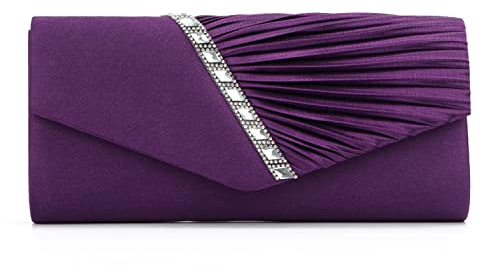 EVEOUT Pochette e Clutch Borsa da Donna Raso con Cristallo Borsa a tracolla Borsa da sposa per il matrimonio Festa Ballo studentesco