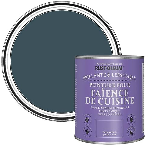 Rust-Oleum Blue Water-Resistant Kitchen Tile Paint in Gloss Finish - Evening Blue 750ml