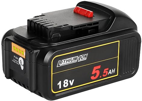 Powarobor 18V 5.5Ah DCB184 Lithium-Ion Replacement Battery for Dewalt 18V XR Power Tools compatible with DCB180 DCB182 DCB183 DCB200 DCB201