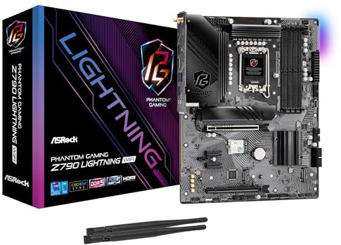 ASRock Phantom Gaming Intel Z790 Lightning WiFi ATX Motherboard LGA1700 DDR5 DIMM 7600 MHz 256 GB SATA3 6.0 Gb/s