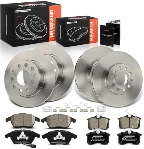 Frankberg Bremsensatz inkl. 4x Bremsscheiben + 8x Bremsbeläge Vorne Hinten Kompatibel mit Golf VI 5K1 Golf V 1K1 Yeti 5L Beetle Cabriolet 5C7 5C8 Replace# 09914575