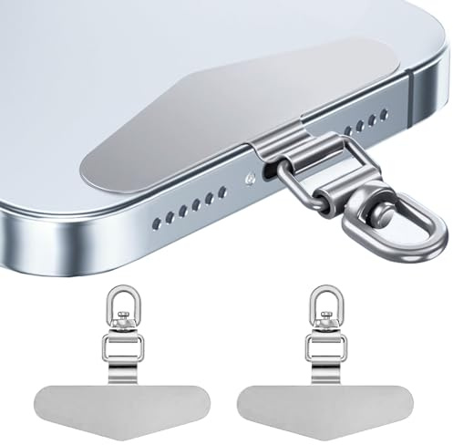 DAJUMOO 2 stycken mobiltelefonkedja universalkuddar, metallkuddar med vridbar design, universell för hängande mobiltelefon snodd dyna utan lim, kompatibel med de flesta smartphone-mobilsnodd