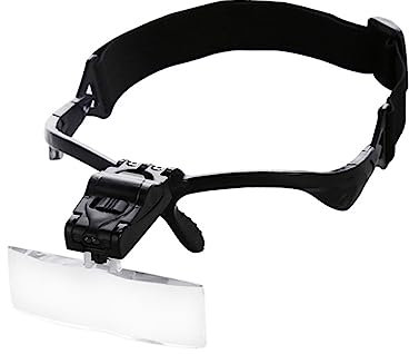 Healeved 1 Pc lumière LED lumières Lampe Frontale écran loupe de téléphone grossissant Loupe pour coiffeurs Lunettes loupe amplificateur Frontal avec lumière Lampe à Cils greffage Black