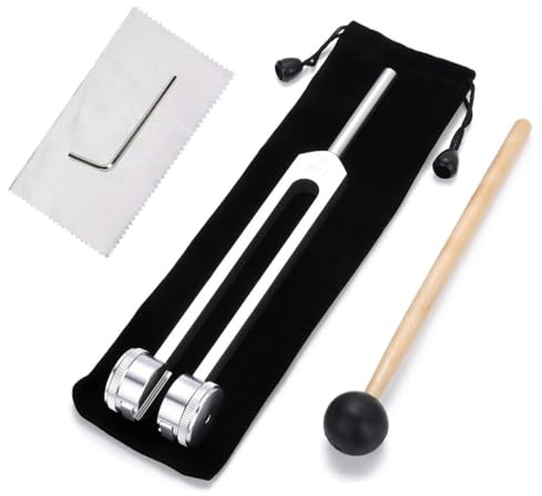 Diapasón,128 Hz DiapasóN Horquilla de Afinación Que Accesorios de Yoga Herramientas de Mantenimiento con Martillo de Silicona y Tela de Iimpieza,para Proporcionar una Respuesta de Frecuencia Precisa