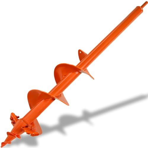 ‎4x24 Auger Drill Bit for Planting – Heavy Duty Garden Auger Post Hole Digger with Spiral Double Blade & 3/8 Hex Drive for Fast Hole Drilling