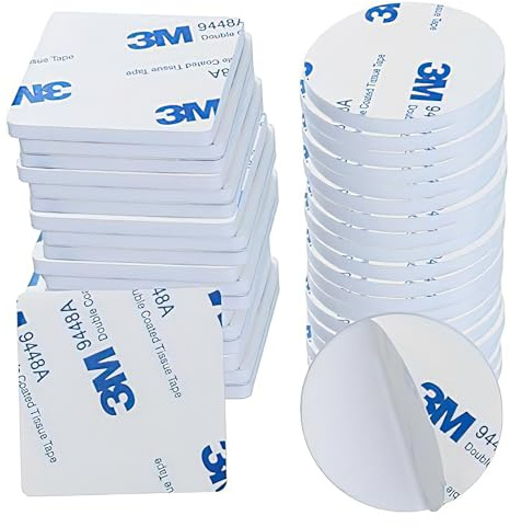 Double Face Extra Fort, Ruban AdhéSif Double Face Robuste, Ruban Mousse Pour Maison, Bureau, DéCoration, Accroche Tableau Sans Percer, 20 PièCes Carré 40 * 40mm & 20 PièCes Rond 30 * 30mm(White)