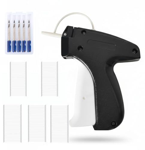 Luxvara Pistola Etichettatrice per Vestiti, Etichettatrice Tessile con 5 Aghi di Ricambio + 1000 Fili, Attacco Rapido per Etichette Prezzi, Etichette Marche, Ideale per Negozi e Mercatini (Nero)