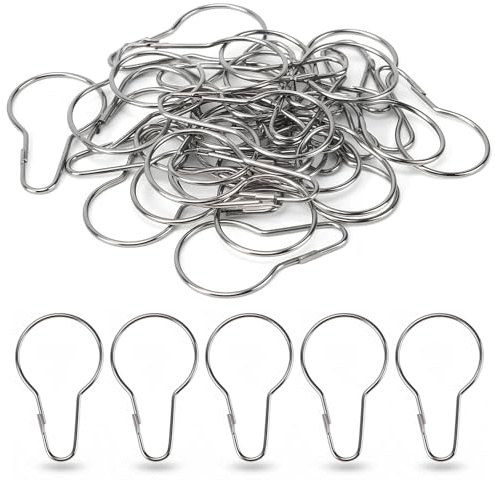60 Ganci per Tenda da Doccia in Acciaio Inossidabile, Anelli da Doccia Forma di Zucca Resistenti alla Ruggine, Anello Portatenda con Chiusura per Bagno Camera da Letto Armadio