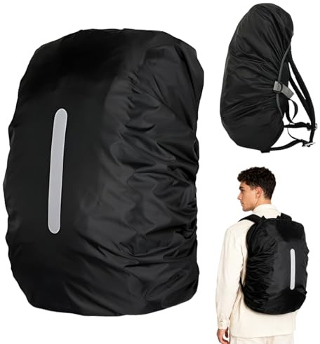 GNALIA Housses De Sac À Dos De Randonnée Noire, Protection Imperméable Avec Bandes Réfléchissantes Pour Sacs 15-25L, Housse De Pluie Pour Cartable, 1 Pièce