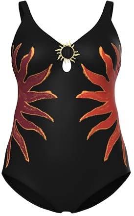 Ulla Popken Costume da Bagno da Donna, Taglie Forti, Taglie Forti, da Sole, Coppe morbide, Keyhole, Riciclato