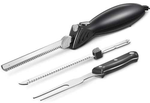 Yabano Cuchillo Eléctrico de Cocina 100W para Pan y Asado, Negro