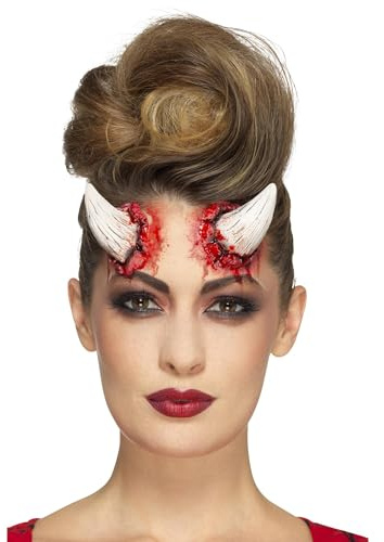 Smiffys Prothèse en latex, cornes de diable, Marfim, avec adhésif Halloween