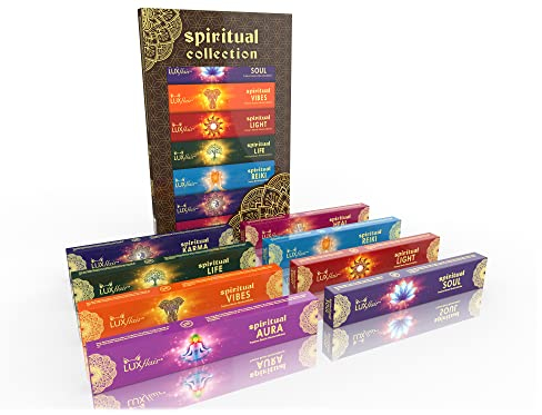 Spirituelles Räucherstäbchen Set, indische Premium Masala Stäbchen, 8 Sorten für Meditation Yoga Reiki Karma, Masala Räucherstäbchen, handgefertigt …