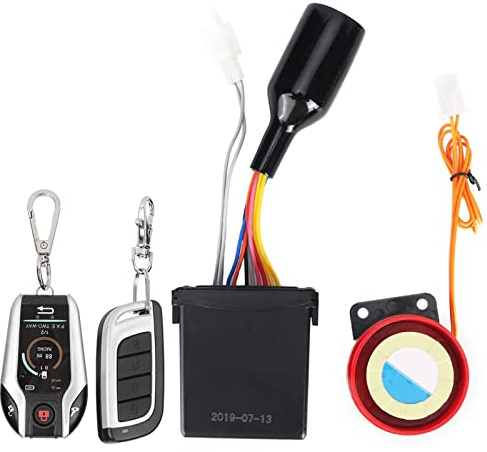 Sistema de alarma de motocicleta, sistema de alarma de motocicleta de 2 vías, antirrobo, alarma de vehículo y seguridad de 105-125 dB para motocicleta, bocina de alarma remota de 2 vías, sistema de