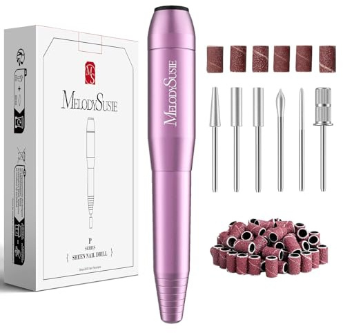 MelodySusie PC120I Nail Drill 20000RPM E File for Beginners, Compact Electric Nail Files Portable Nail Drill Machine Manicure Pedicure Set for Acrylics Nails and Gel Nails (Rose)