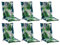 Home4You Gartenstuhlauflagen Mittellehner 6er Set - 108 x 50 cm - Blau - Grau - Grün - Baumwolle - Polyester - Blattmotiv - Sesselauflage Sitzpolster Stuhlauflage