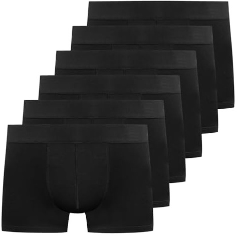 YouShow Boxer Uomo Cotone, Confezione da 6 Pezzi, Mutande Uomo Intimo, Elasticizzato, Confortevoli, privi di Etichette Che graffiano Nero XL