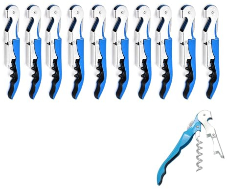 ApribotTiglie di Vino, Cavatappi Professionale Set Apribottiglie di Vino, Cerniere in Acciaio Inossidabile Chiave di Vino per Camerieri del Ristorante, Sommelier, Baristi (blue 10 pieces)