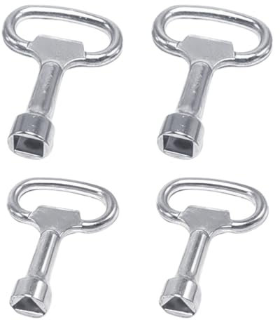 YHIJSR 4 Pièces Clé Triangulaire & Clé à Quatre Coins Clé de la Boîte du Compteur avec Mousqueton Clé de Purge pour Radiateur pour Boîte de Distribution Armoire Électrique Clé de Valve de Carré