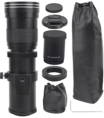 Digitalkameror och tillbehör 420800 mm F8.316 manuell fokusering zoom teleobjektiv teleskop för EFS monteringskamera Noir 36 x 11 x 11 cm objektiv och tillbehör (svart)