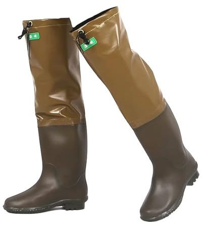 Watstiefel Wathosen Zum Angeln Für Herren Und Damen, 60 cm Hohe Knie-Hüfte-Watstiefel Zum Angeln Und Jagen, Leichter Anti-Rutsch(Brown,45 EU)