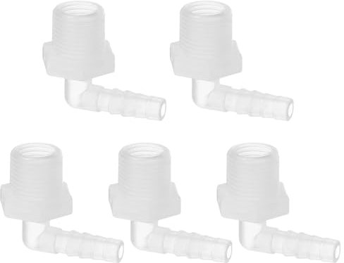 PATIKIL Raccord en coude en Plastique de 5 pièces, 3/8 G x 1/4 pour Tuyau barbelé, connecteur de Tuyau en Plastique pour gaz, Carburant Liquide et air.